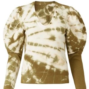 NWT  Ulla Johnson - Jude Pullover Olive tie dye sweatshirt Size XL